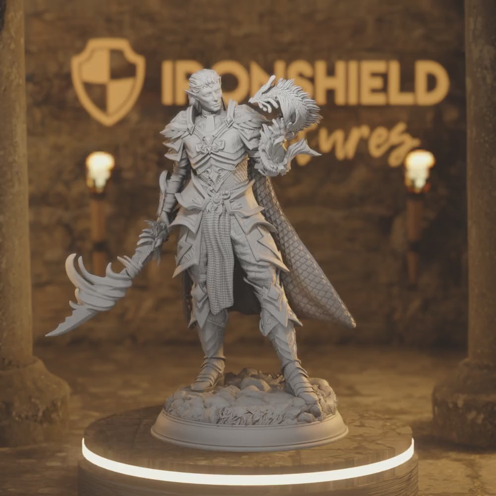 High Elf Spellblade - Vyndira Fighter Sorcerer — 360° rotating view of 3D printed DnD miniature