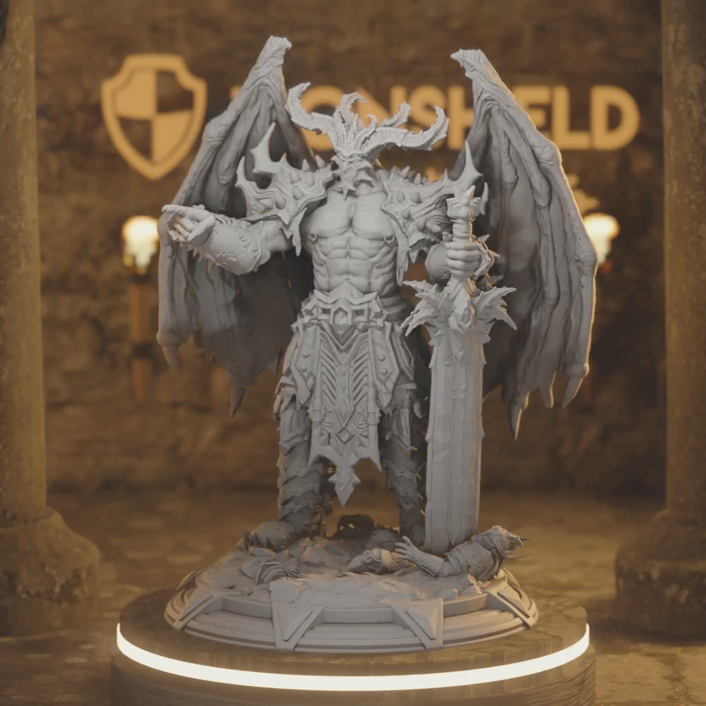 Kavaramon - Demon Fighter Devil Huge Monster Fiend — 360° rotating view of 3D printed DnD miniature