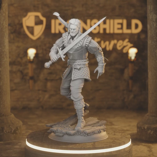 Old Master Bloodhunter - Tarick Hex hunter — 360° rotating view of 3D printed DnD miniature