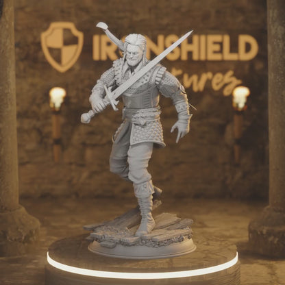 Old Master Bloodhunter - Tarick Hex hunter — 360° rotating view of 3D printed DnD miniature