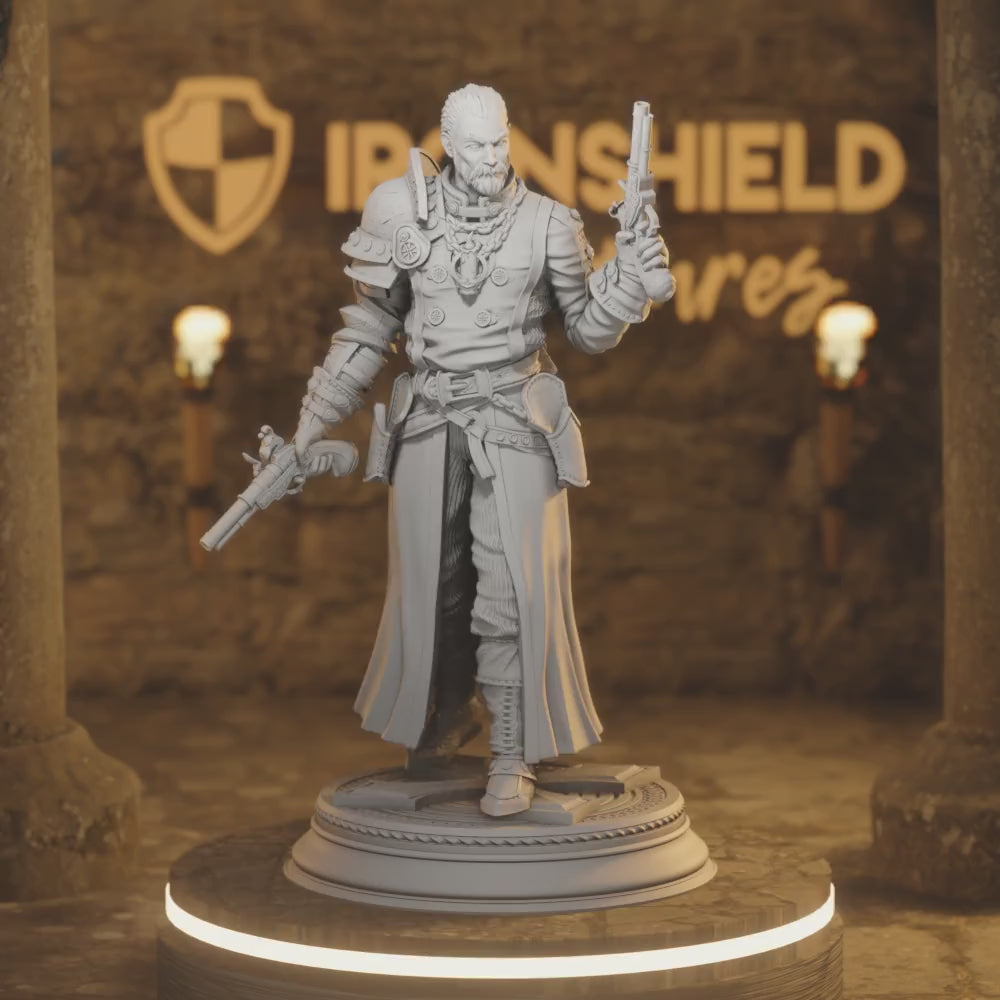 McKinley Ranger Inquisitor Gunslinger — 360° rotating view of 3D printed DnD miniature