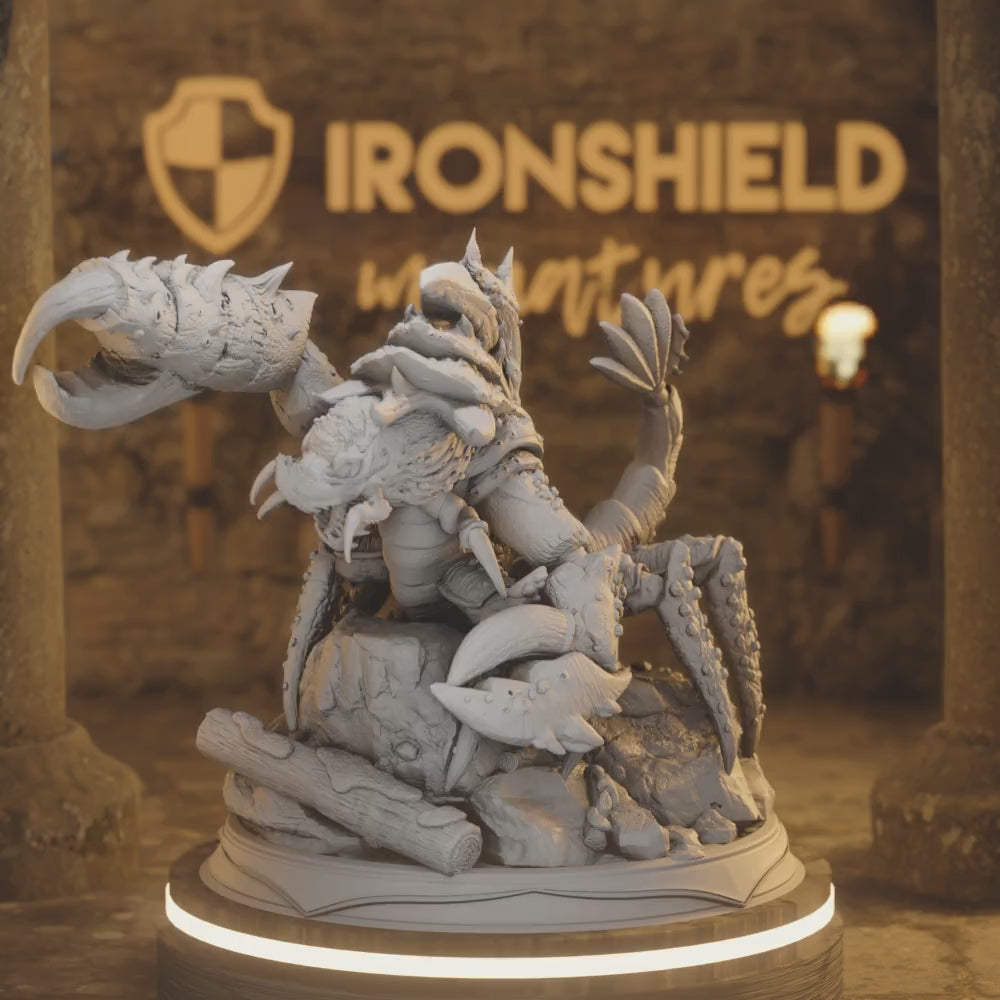 Underdark Scorpio Crustacean Bartrok Monster LARGE — 360° rotating view of 3D printed DnD miniature