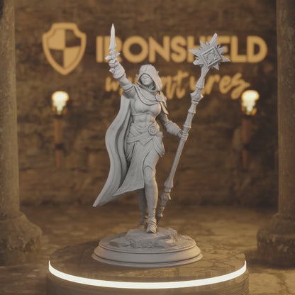 Ilisyia Elf Cleric, Sorcerer DnD miniature 3D printed resin tabletop RPG figure
