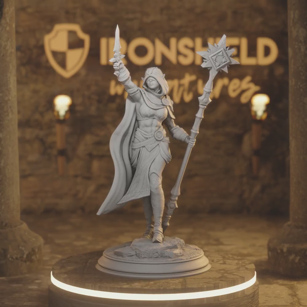 Ilisyia Elf Cleric, Sorcerer DnD miniature 3D printed resin tabletop RPG figure