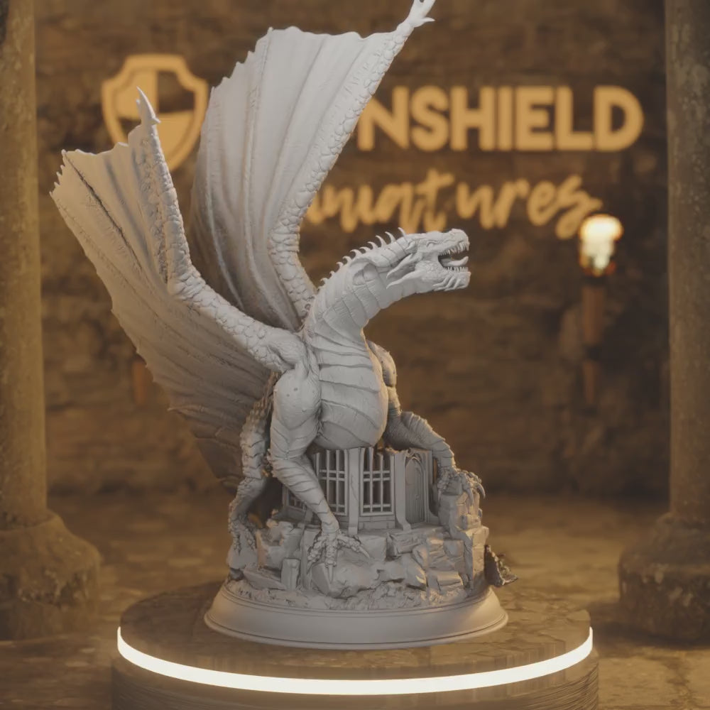 Aurestia  Ancient Golden Dragon — 360° rotating view of 3D printed DnD miniature