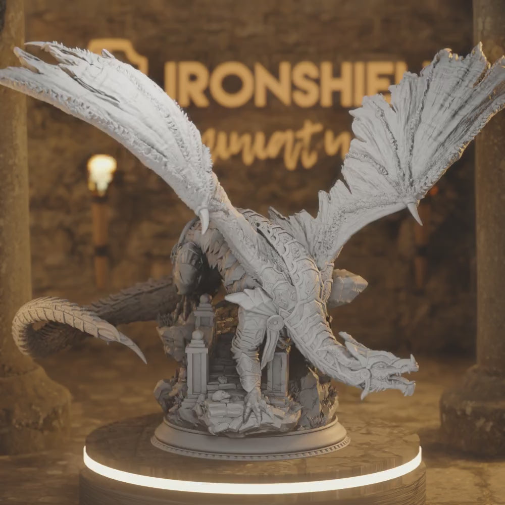 Kuriazor Monster Dragon Defender Beast — 360° rotating view of 3D printed DnD miniature