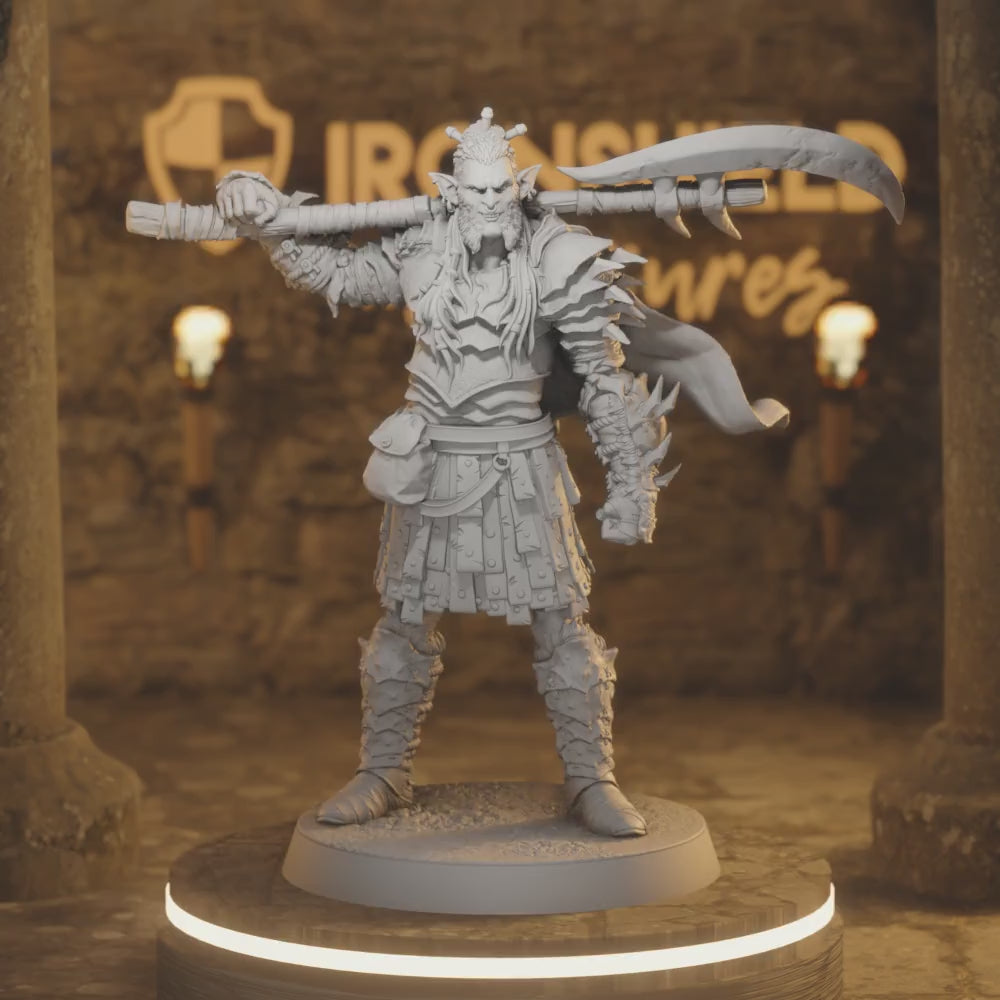 Hobgoblin Spinecleaver 1 – Brutal Champion Two-Handed Blade — 360° rotating view of 3D printed DnD miniature