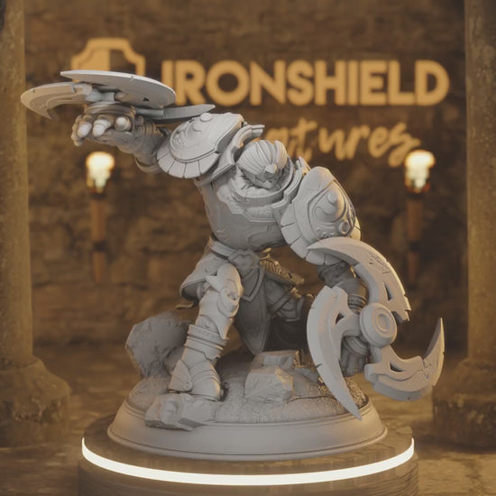 Orodver - Arcane War Golem Rogue — 360° rotating view of 3D printed DnD miniature