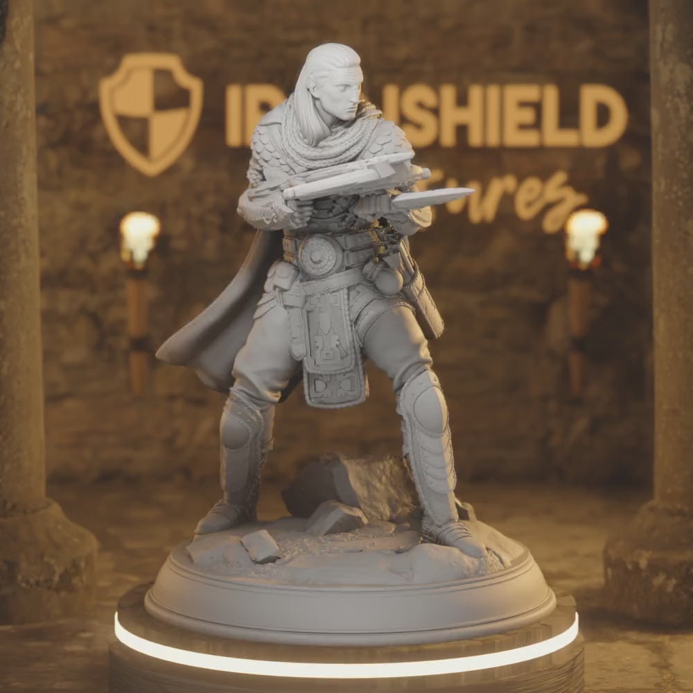 Shyamiri Serpentfolk Beastfolk Assassin Ranger Rogue — 360° rotating view of 3D printed DnD miniature