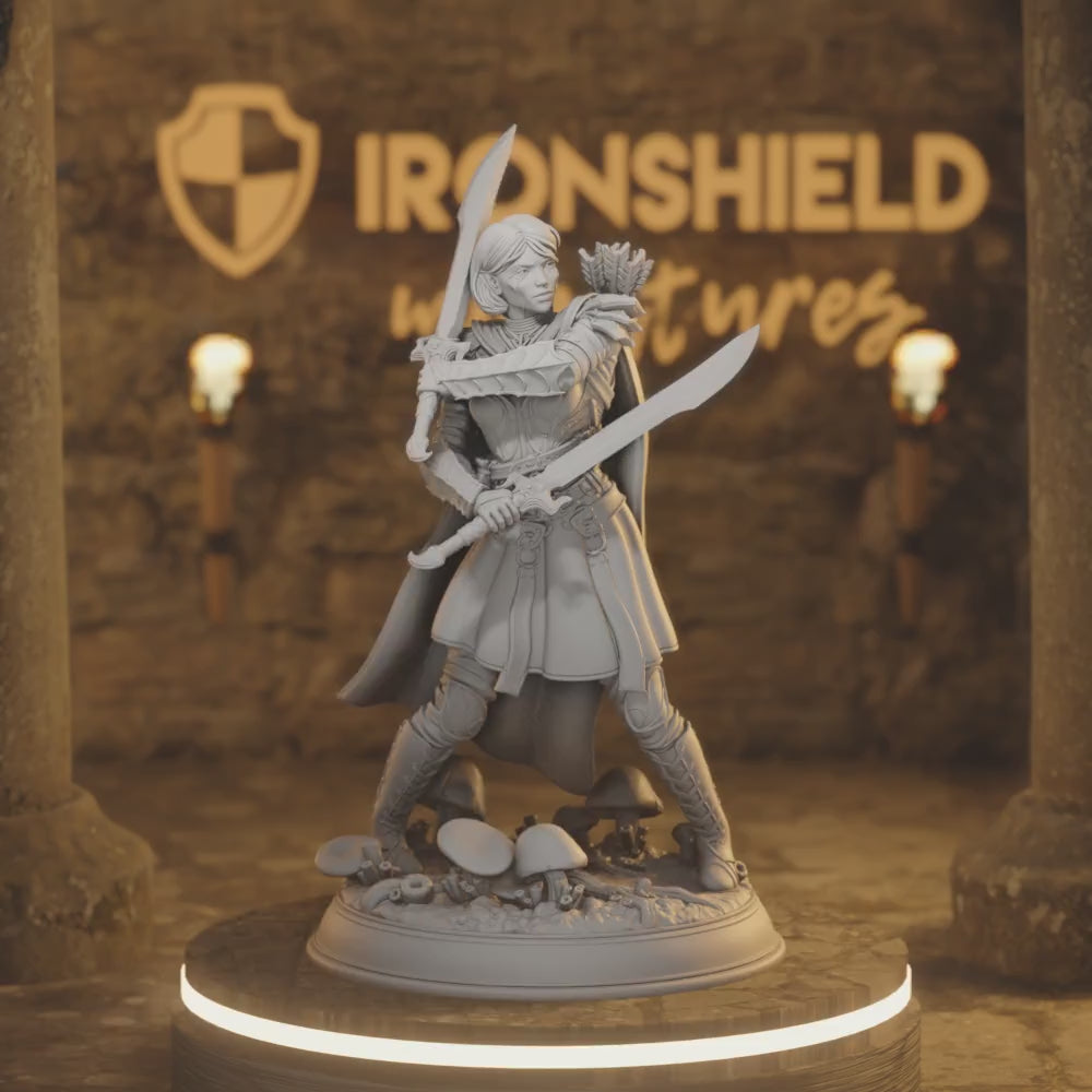 Drow Soldiers - Irinax's Warrior Fighter Swords Woman — 360° rotating view of 3D printed DnD miniature