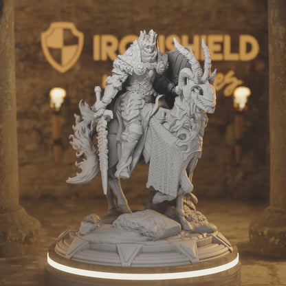 Yinsylim Mounted Horse Undead Elf Paladin — 360° rotating view of 3D printed DnD miniature