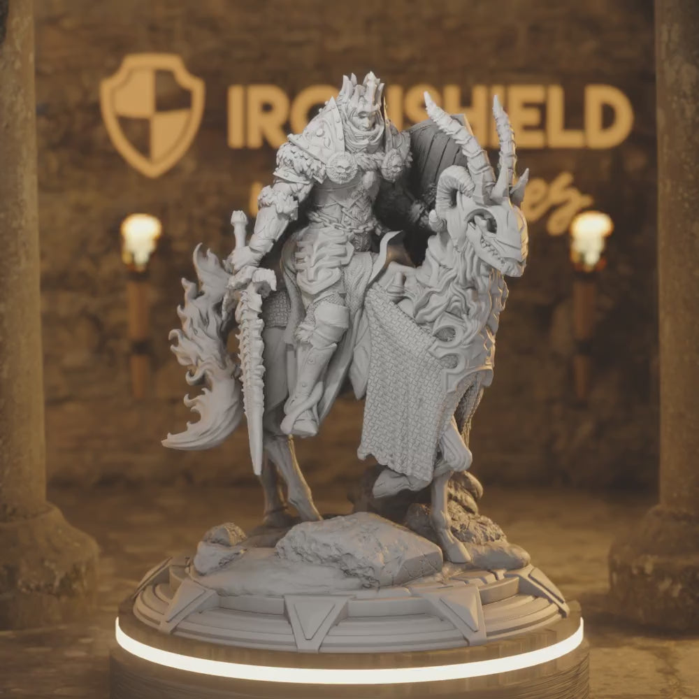 Yinsylim Mounted Horse Undead Elf Paladin — 360° rotating view of 3D printed DnD miniature