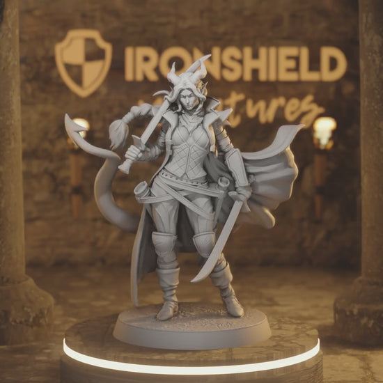 Sword Siren Tiefling Fighter DnD miniature 3D printed resin tabletop RPG figure