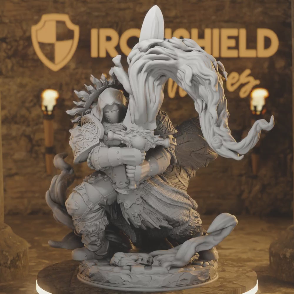 Paladin Crusader of the Flame - Tuzugo — 360° rotating view of 3D printed DnD miniature