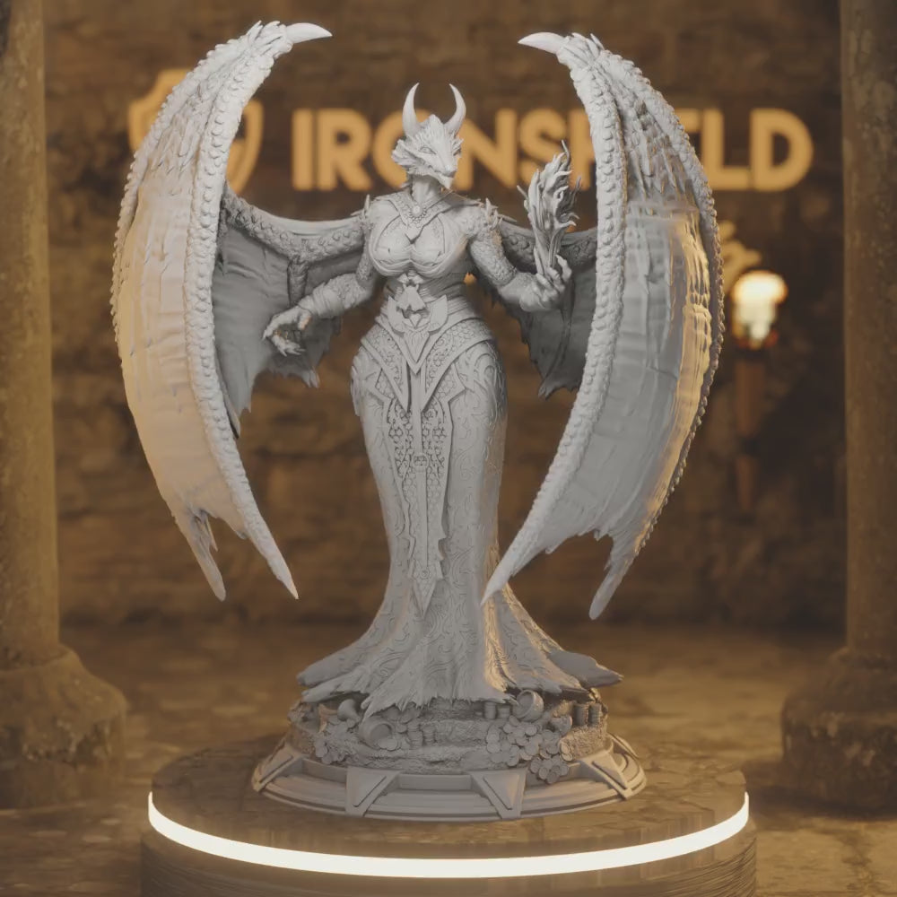 Dragonfolk Beastfolk Warlock Sorcerer Tharvaya — 360° rotating view of 3D printed DnD miniature