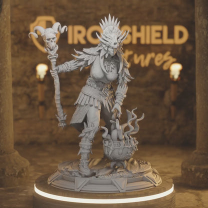 Goliath Shaman - Driga Woman Druid — 360° rotating view of 3D printed DnD miniature