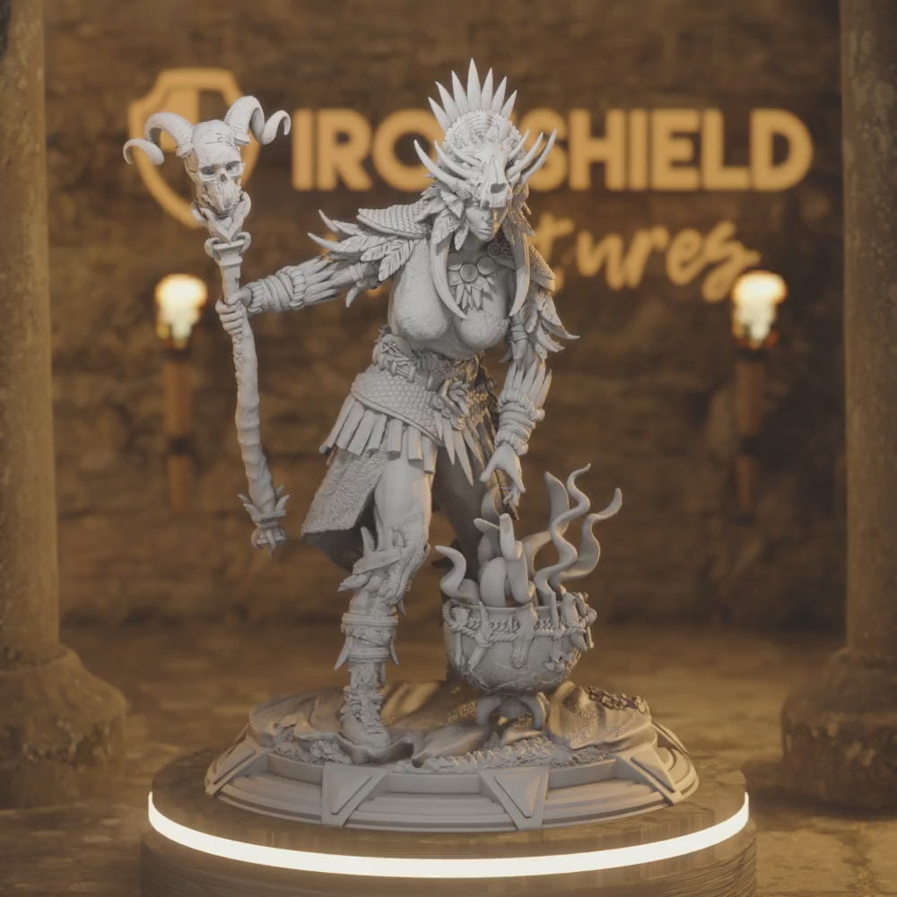 Goliath Shaman - Driga Woman Druid — 360° rotating view of 3D printed DnD miniature