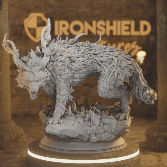Faenror Direwolf Fey Wolf Beast Monster — 360° rotating view of 3D printed DnD miniature