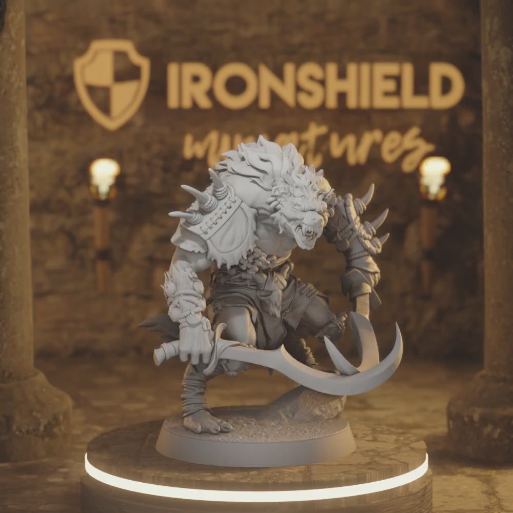 Boneyard Gnoll 3 Gnoll Fighter DnD miniature 3D printed resin tabletop RPG figure