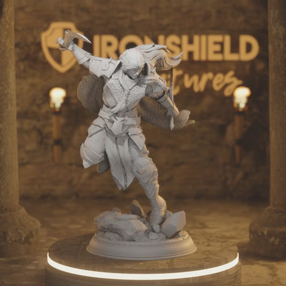 Drow Elf Fighter Ranger - Xandir Dagger Warrior — 360° rotating view of 3D printed DnD miniature