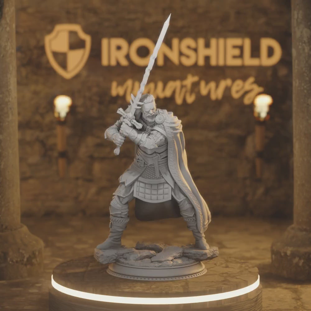 Dart field winged archangel angel sword wings man dnd figure print 3d resin 12k 32mm miniatures figures mini — 360° rotating view of 3D printed DnD miniature