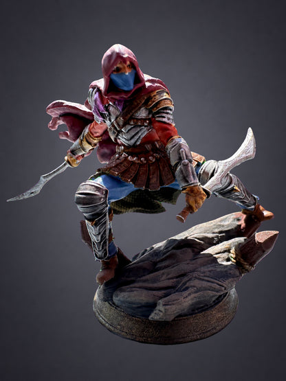 Serran painted assassin miniature - alternate view of hand-painted 32mm resin rogue figure
