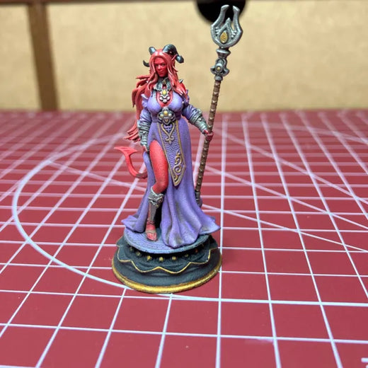 Tharia Moonshadow Tiefling Moon Cleric - customer paint job