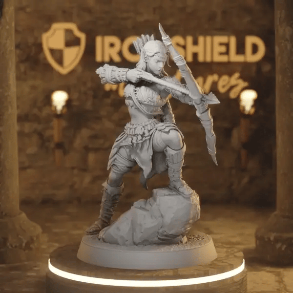 Whisperwood Ranger 2 DnD miniature 360 turntable animation